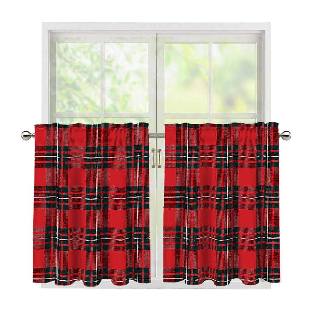 Red Scottish Tartan Pattern Print Tier Curtains