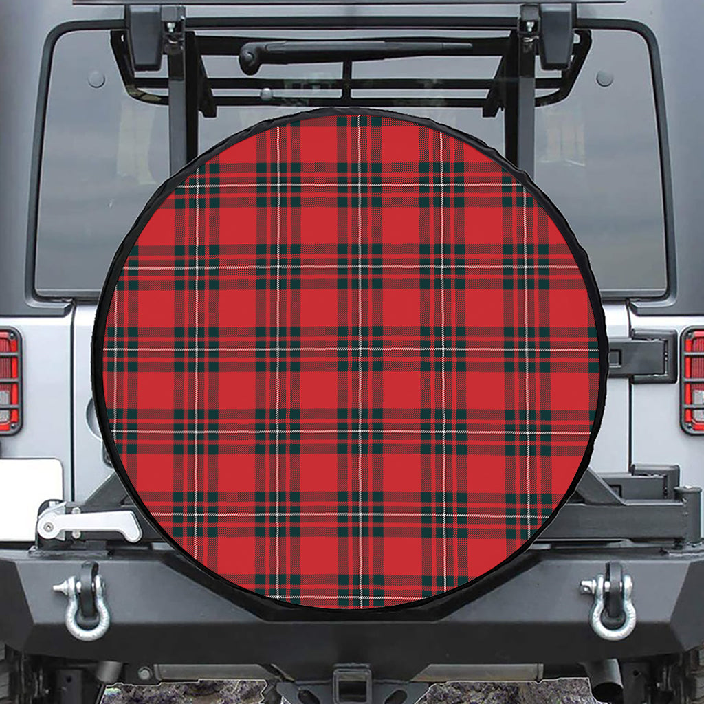 Red Scottish Tartan Pattern Print Tire Cover