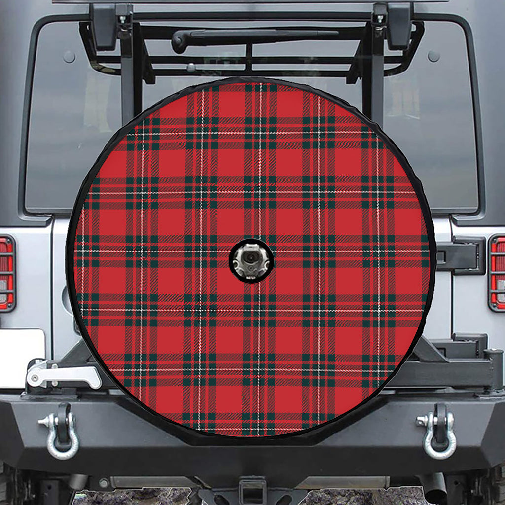 Red Scottish Tartan Pattern Print Tire Cover With Camera Hole