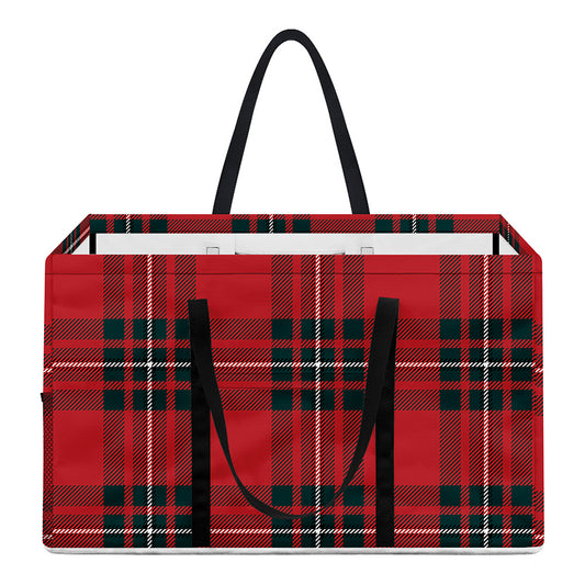 Red Scottish Tartan Pattern Print Utility Tote Bag