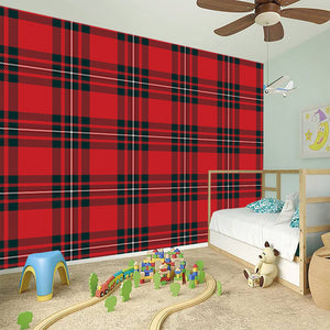 Red Scottish Tartan Pattern Print Wall Sticker