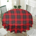Red Scottish Tartan Pattern Print Waterproof Round Tablecloth