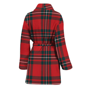 Red Scottish Tartan Pattern Print Women's Bathrobe