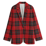 Red Scottish Tartan Pattern Print Women's Blazer