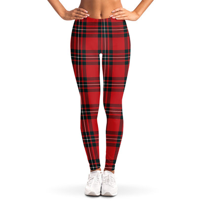 Red Scottish Tartan Pattern Print Women's Leggings