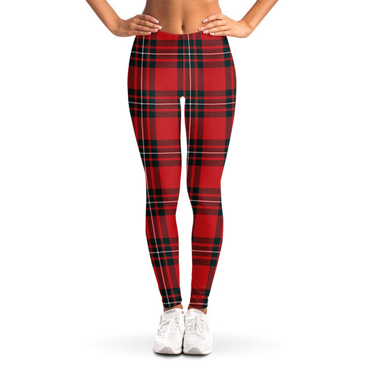 Red Scottish Tartan Pattern Print Women's Leggings