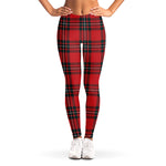 Red Scottish Tartan Pattern Print Women's Leggings