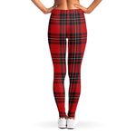 Red Scottish Tartan Pattern Print Women's Leggings
