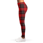 Red Scottish Tartan Pattern Print Women's Leggings