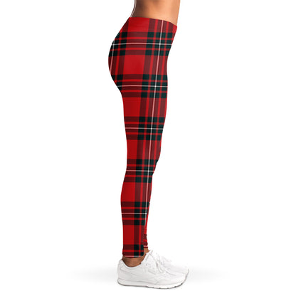 Red Scottish Tartan Pattern Print Women's Leggings