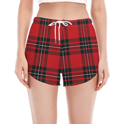 Red Scottish Tartan Pattern Print Women's Split Running Shorts