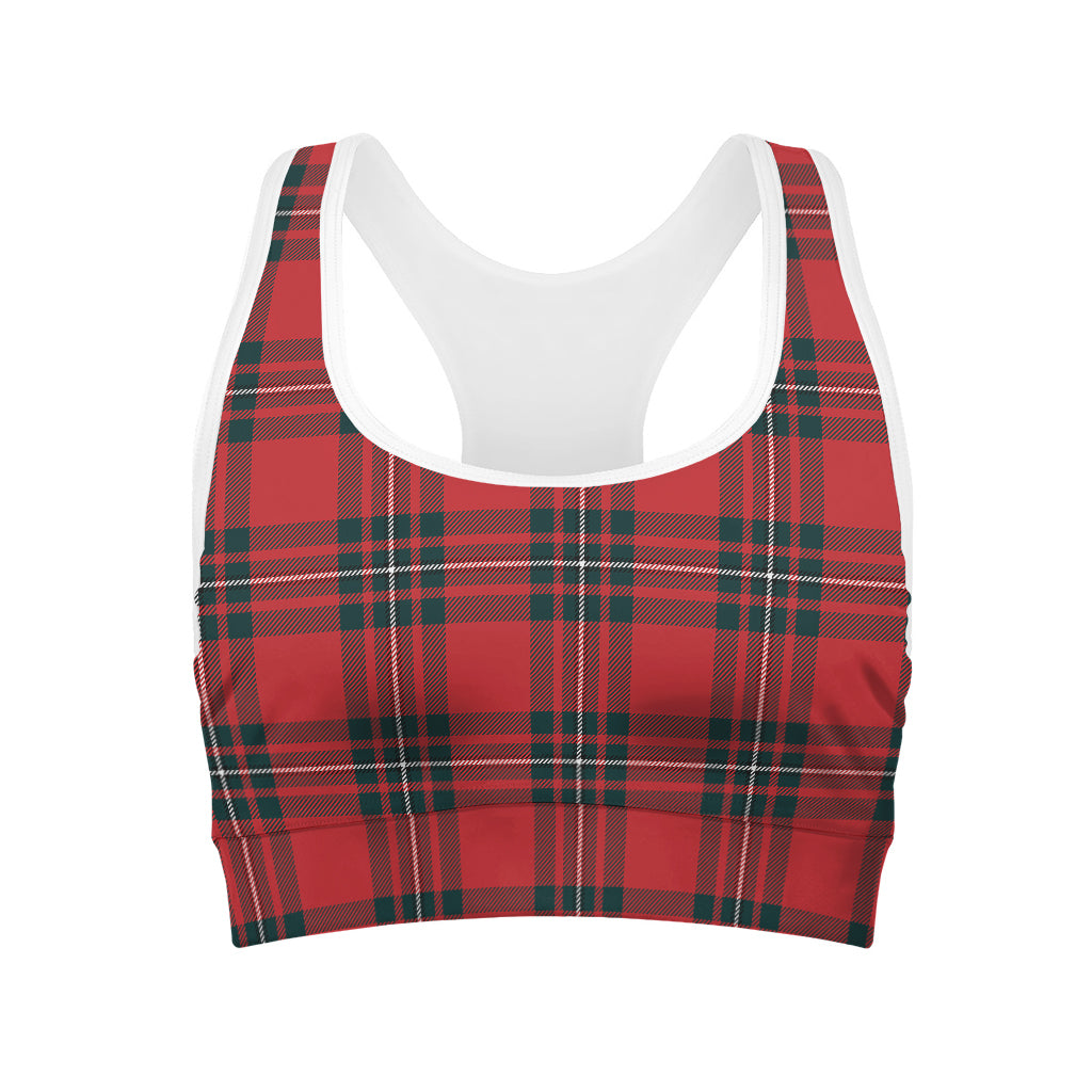 Red Scottish Tartan Pattern Print Women's Sports Bra