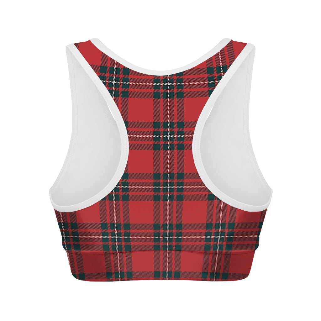 Red Scottish Tartan Pattern Print Women's Sports Bra