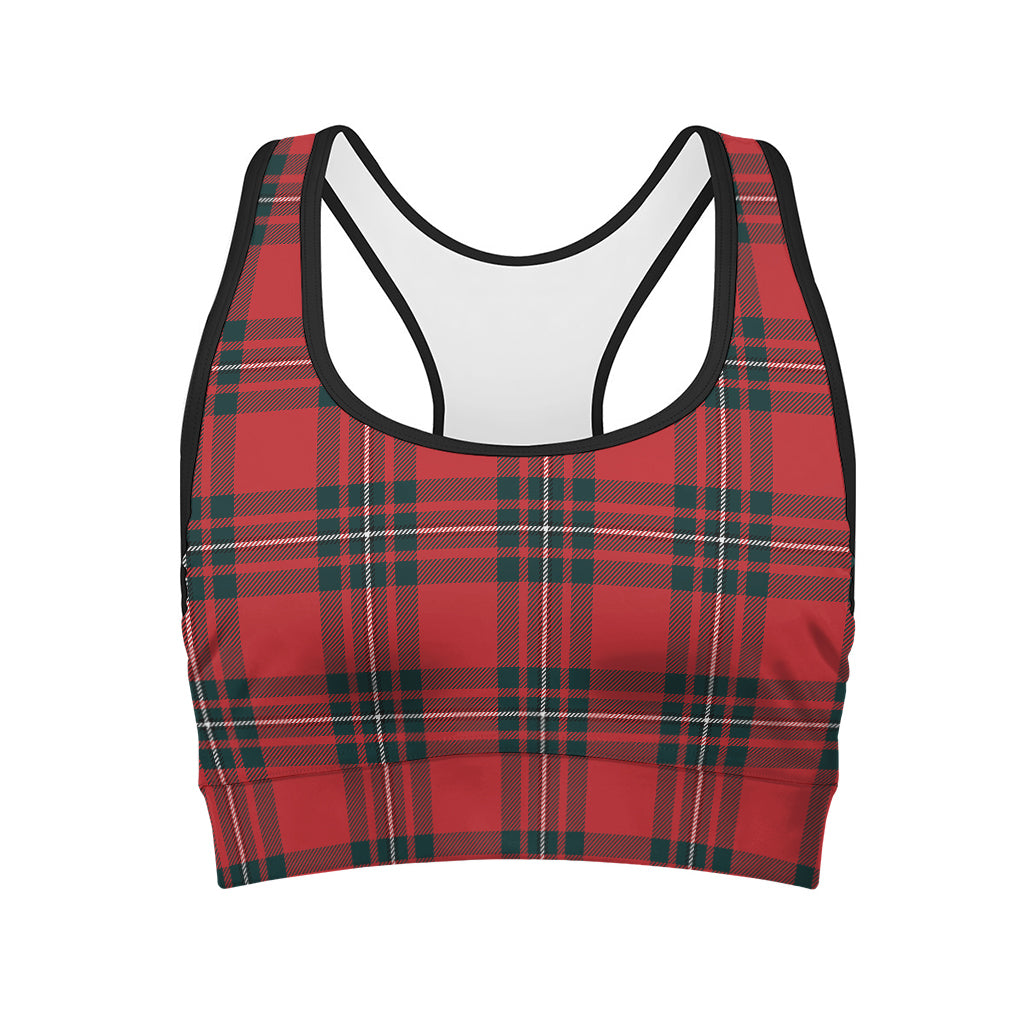 Red Scottish Tartan Pattern Print Women's Sports Bra