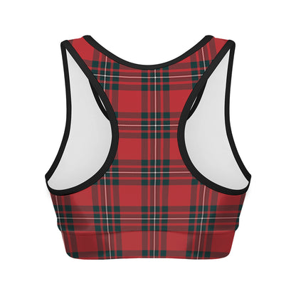 Red Scottish Tartan Pattern Print Women's Sports Bra