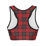 Red Scottish Tartan Pattern Print Women's Sports Bra