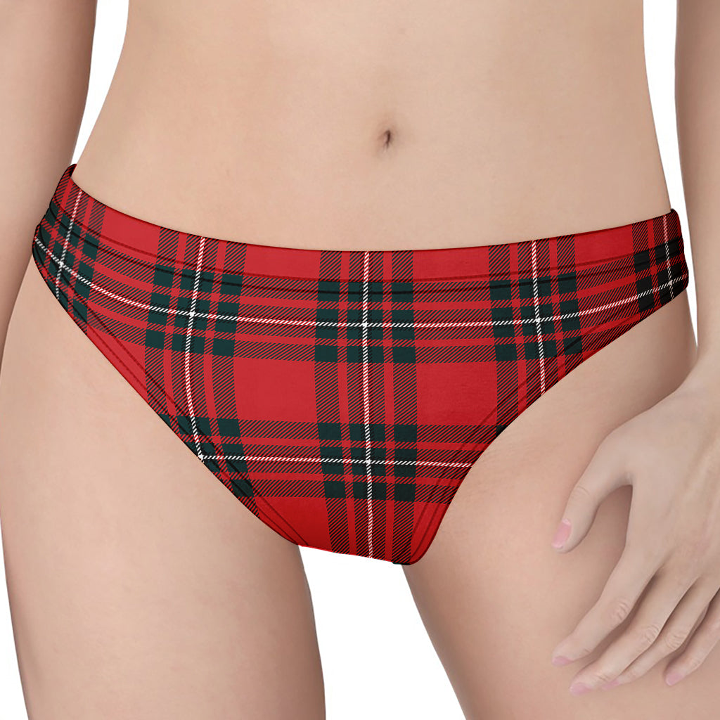 Red Scottish Tartan Pattern Print Women's Thong