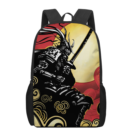 Red Sky And Golden Sun Samurai Print 17 Inch Backpack