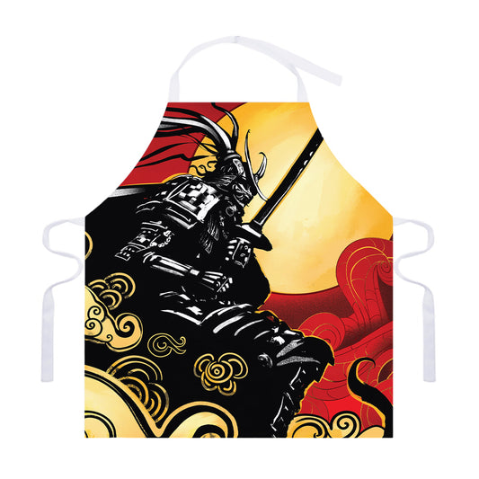 Red Sky And Golden Sun Samurai Print Adjustable Apron
