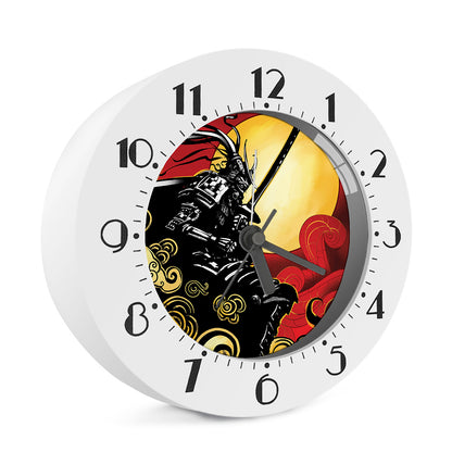 Red Sky And Golden Sun Samurai Print Alarm Clock