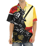 Red Sky And Golden Sun Samurai Print Aloha Shirt