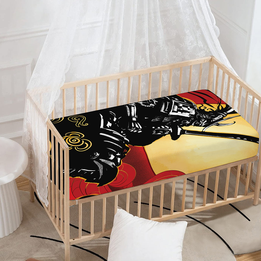 Red Sky And Golden Sun Samurai Print Baby Crib Sheet