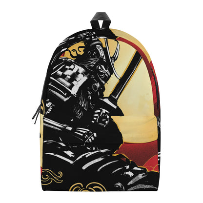 Red Sky And Golden Sun Samurai Print Backpack