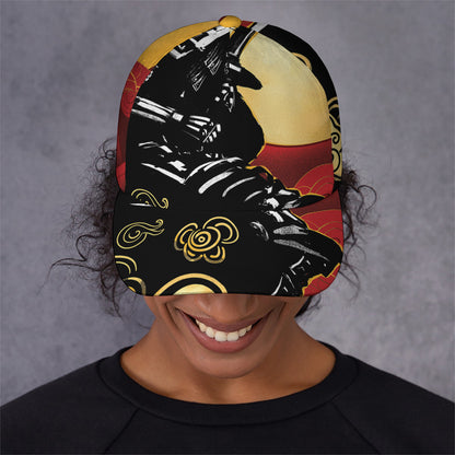 Red Sky And Golden Sun Samurai Print Baseball Cap