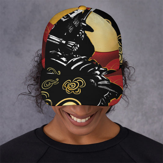 Red Sky And Golden Sun Samurai Print Baseball Cap