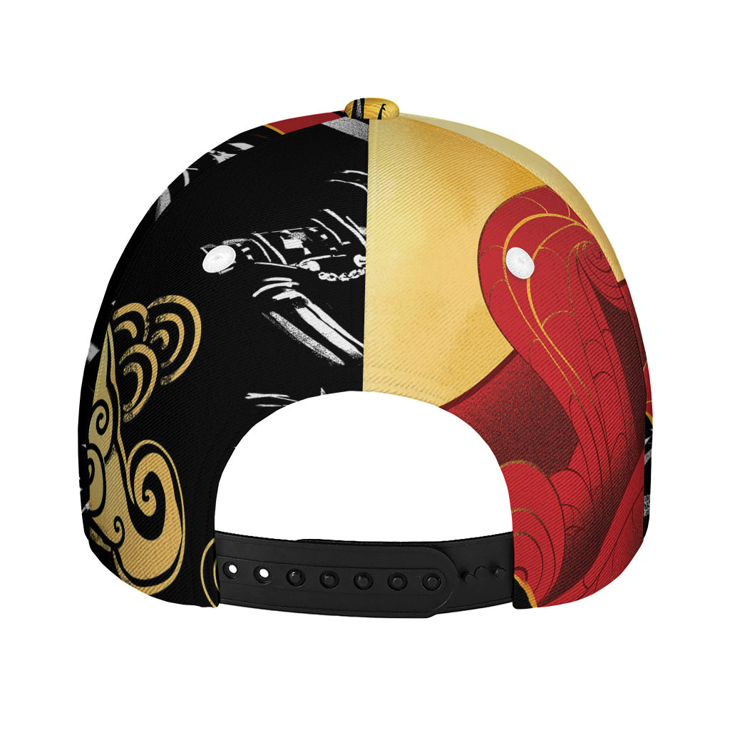 Red Sky And Golden Sun Samurai Print Baseball Cap