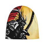 Red Sky And Golden Sun Samurai Print Beanie