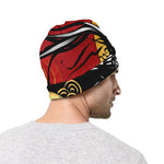 Red Sky And Golden Sun Samurai Print Beanie