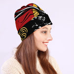 Red Sky And Golden Sun Samurai Print Beanie