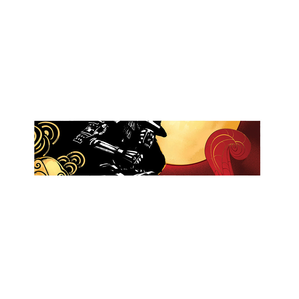 Red Sky And Golden Sun Samurai Print Bed Runner