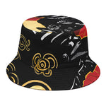 Red Sky And Golden Sun Samurai Print Bucket Hat