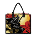 Red Sky And Golden Sun Samurai Print Canvas Tote Bag