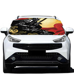 Red Sky And Golden Sun Samurai Print Car Windshield Snow Cover