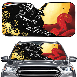 Red Sky And Golden Sun Samurai Print Car Windshield Sun Shade