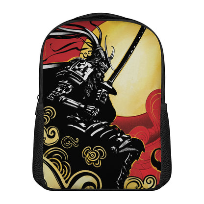 Red Sky And Golden Sun Samurai Print Casual Backpack