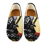 Red Sky And Golden Sun Samurai Print Casual Shoes