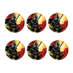 Red Sky And Golden Sun Samurai Print Coaster Set