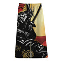 Red Sky And Golden Sun Samurai Print Cotton Front Slit Maxi Skirt
