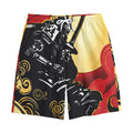 Red Sky And Golden Sun Samurai Print Cotton Shorts