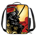 Red Sky And Golden Sun Samurai Print Crossbody Lunch Bag