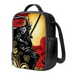 Red Sky And Golden Sun Samurai Print Crossbody Lunch Bag
