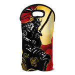 Red Sky And Golden Sun Samurai Print Double Neoprene Wine Tote