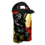 Red Sky And Golden Sun Samurai Print Double Neoprene Wine Tote