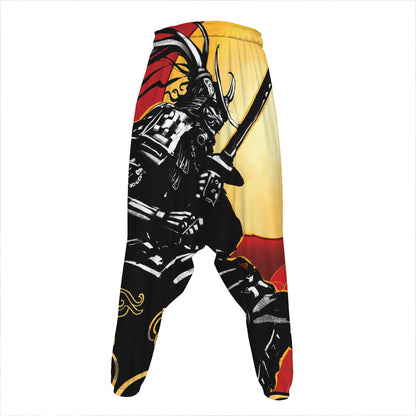 Red Sky And Golden Sun Samurai Print Hammer Pants