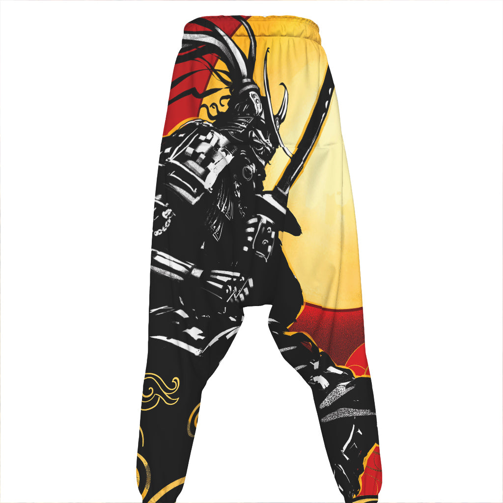 Red Sky And Golden Sun Samurai Print Hammer Pants
