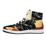 Red Sky And Golden Sun Samurai Print High Top Leather Sneakers